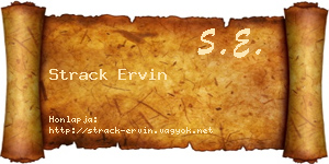 Strack Ervin névjegykártya